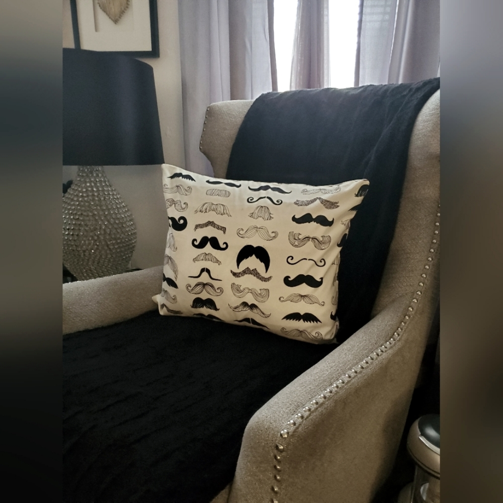 Decor pillow case ,  Mustach